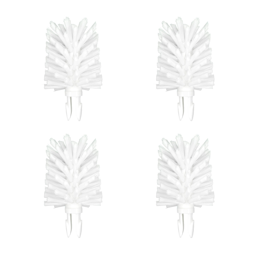 Four white plastic bottle brush heads arranged in a 2x2 grid on a plain white background.