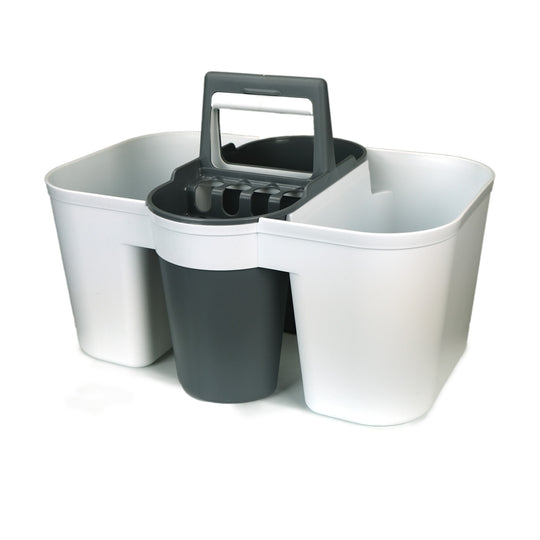 JAWS White and Gray cleaning caddy on white background