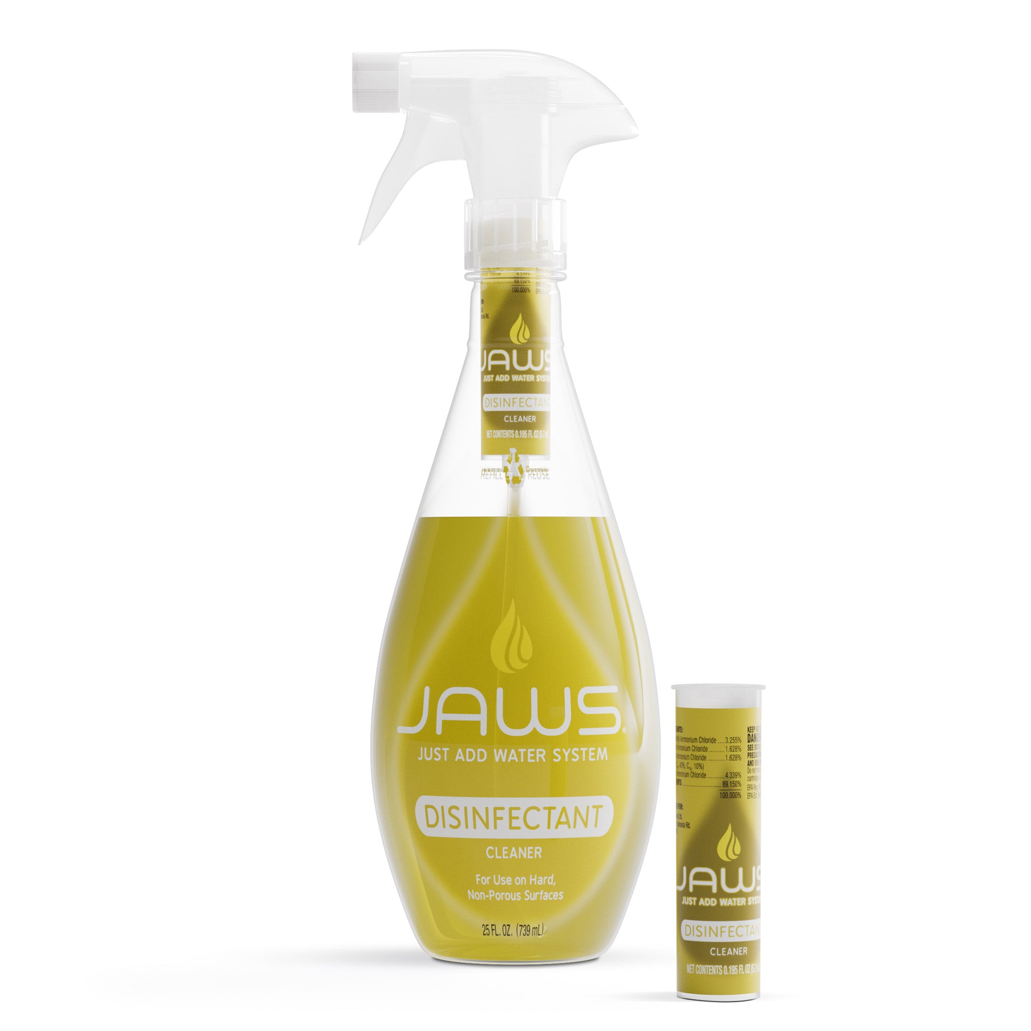 Saws disinfectant and refill pod on a white background