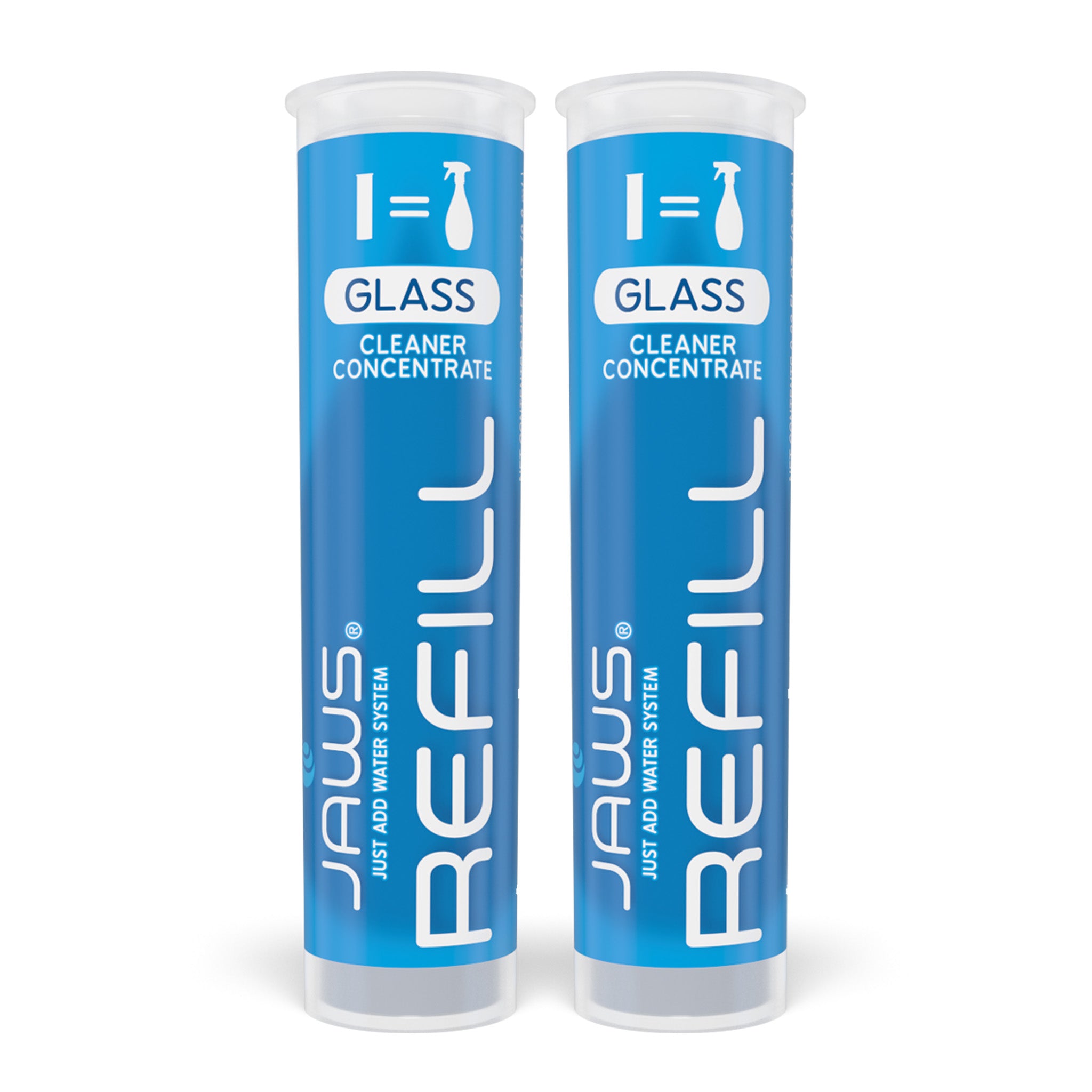 Two JAWS Glass Cleaner refill pods on a white background