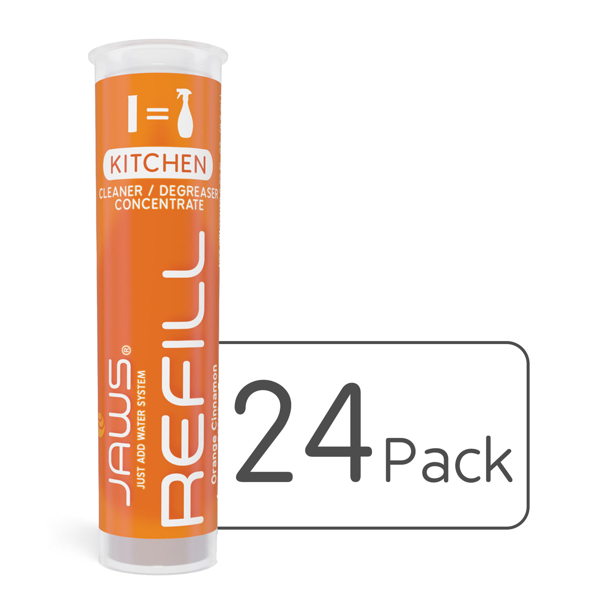 24 pack orange JAWS Kitchen Cleaner refills.