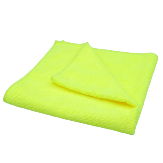Yellow microfiber cloth on a white background