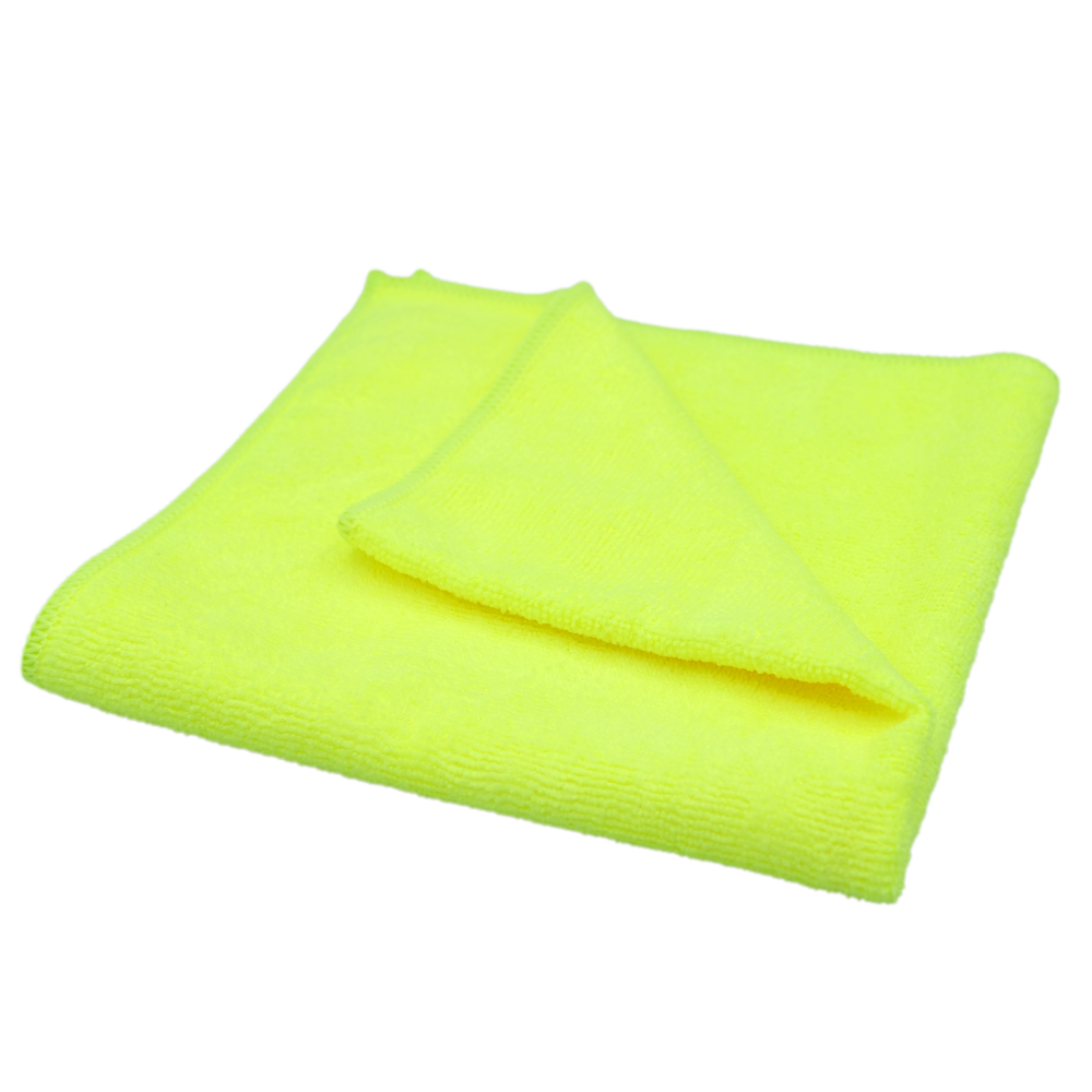 Yellow microfiber cloth on a white background