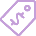 Purple price tag icon lines on a white background